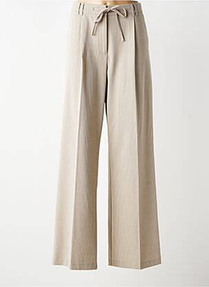 Pantalon large tissage crêpe taille haute beige YAYA femme