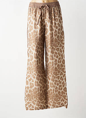 Pantalon large tissage crêpe taille normale marron YAYA femme