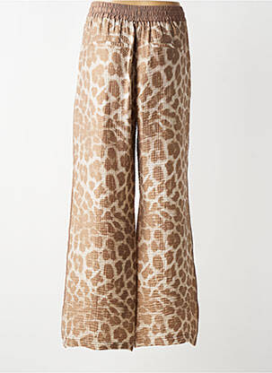 Pantalon large tissage crêpe taille normale marron YAYA femme