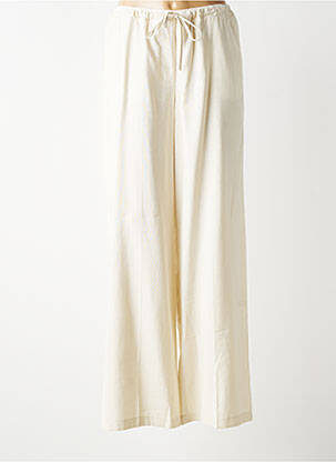 Pantalon large tissage crêpe taille normale beige YAYA femme