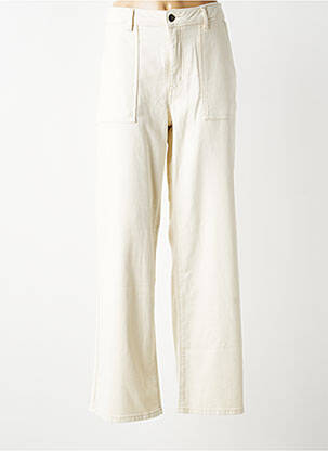Pantalon large fermeture zippée sous rabat boutonné taille normale beige YAYA femme
