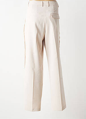 Pantalon droit tissage crêpe taille haute beige YAYA femme