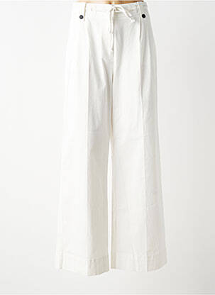 Pantalon large tissage popeline taille normale blanc YAYA femme