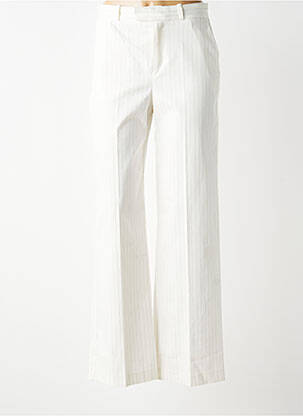 Pantalon droit tissage popeline taille haute blanc IKKS femme