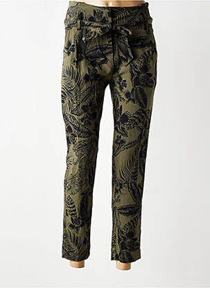 Pantalon 7/8 taille haute taille haute vert IKKS femme