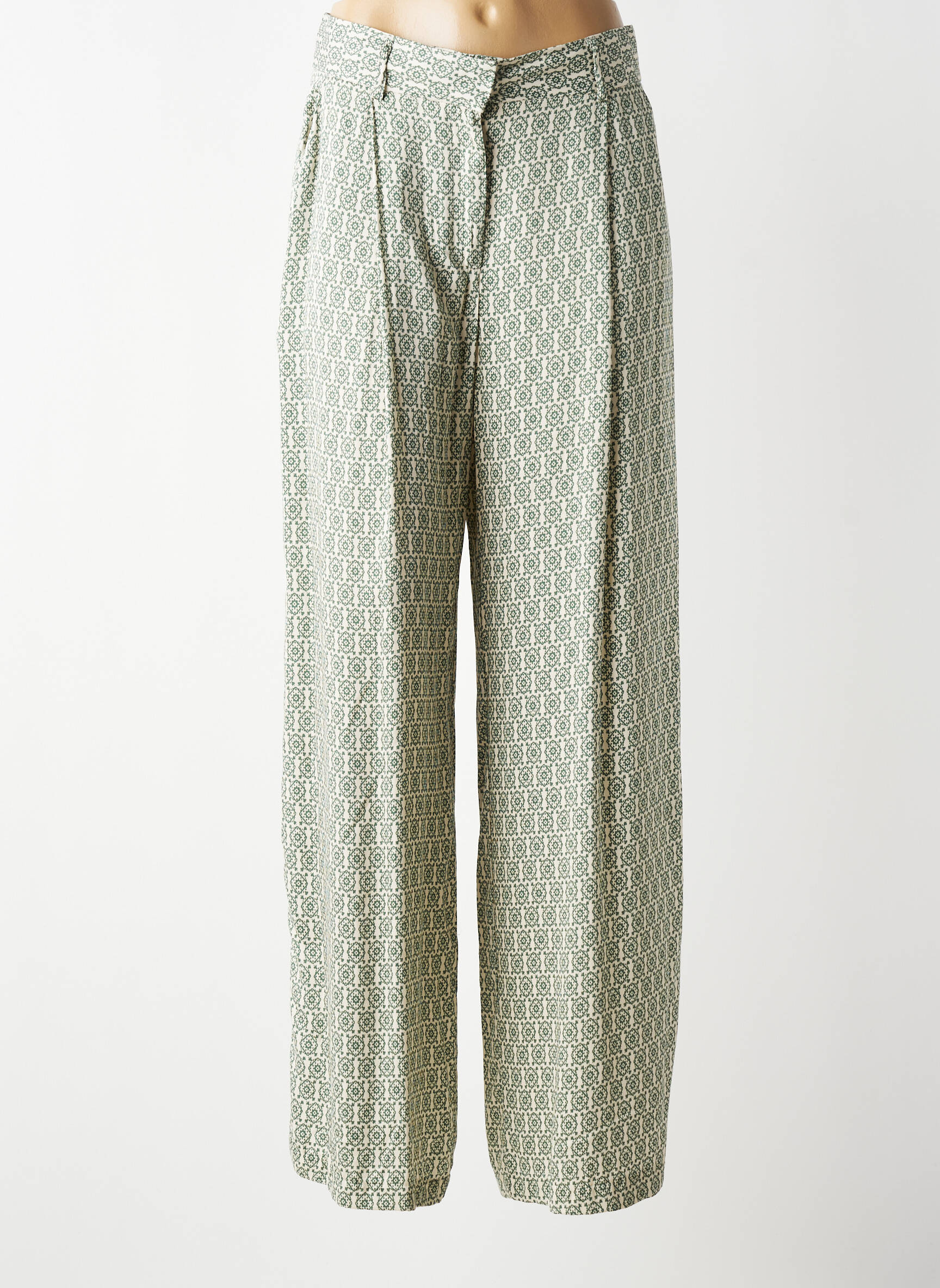 Pantalon large taille haute taille à pinces vert IKKS fille