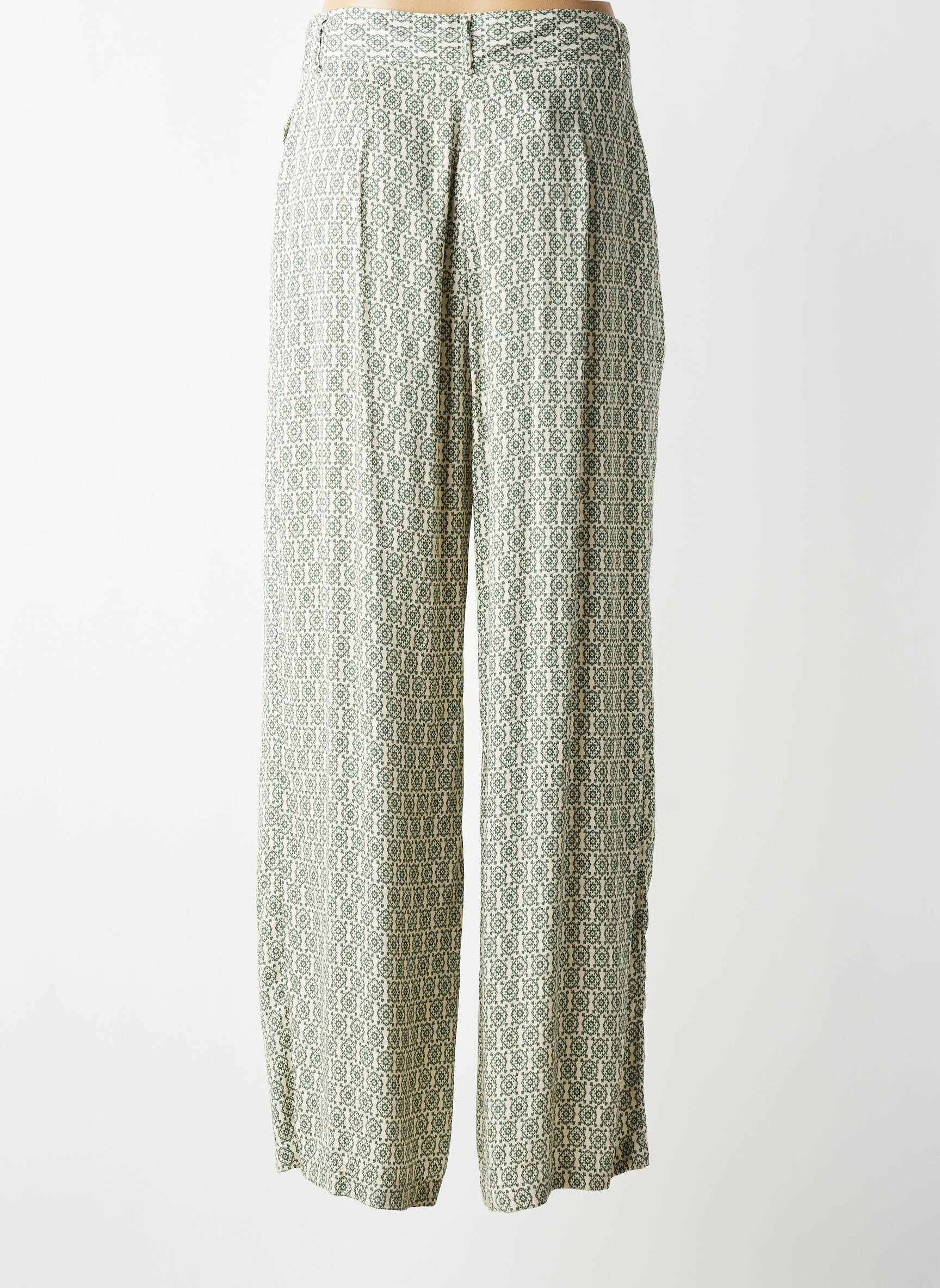 Pantalon large taille haute taille à pinces vert IKKS fille