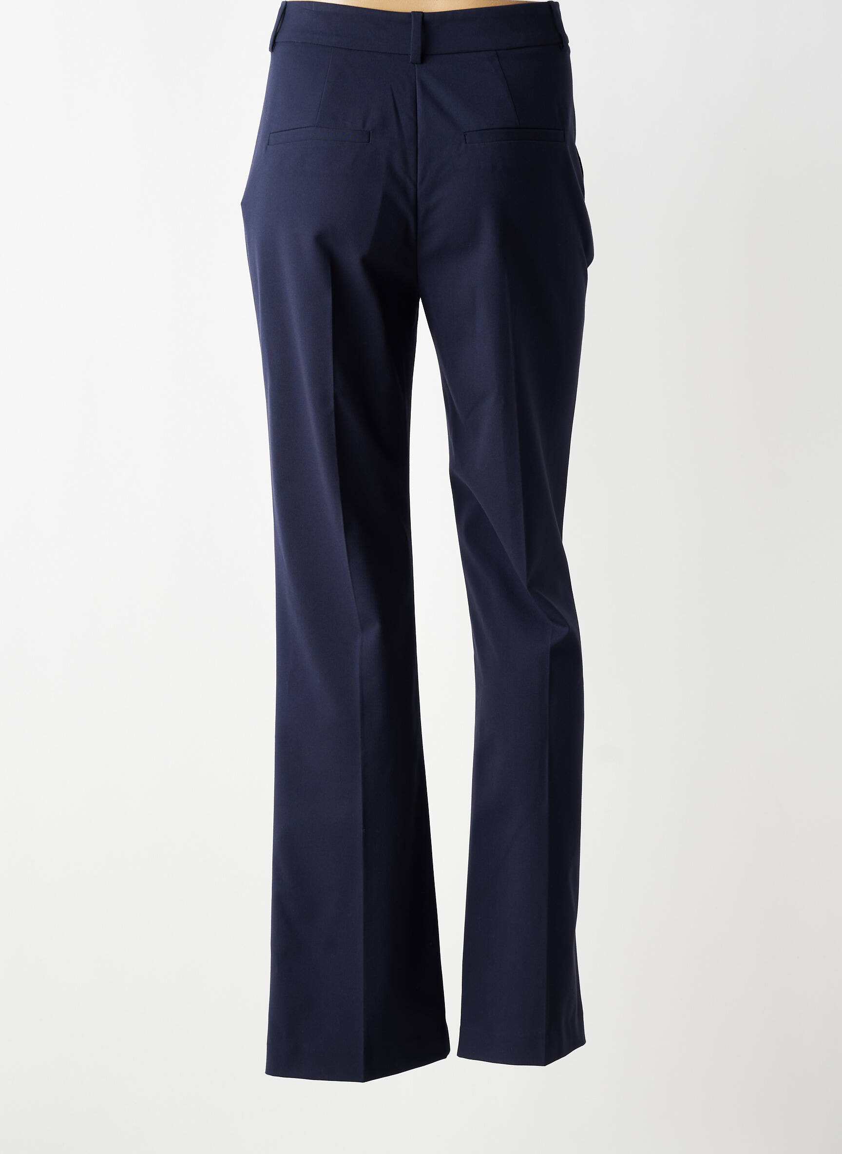 Pantalon flare fermeture zippée sous rabat avec crochet taille haute bleu I.CODE (By IKKS) femme