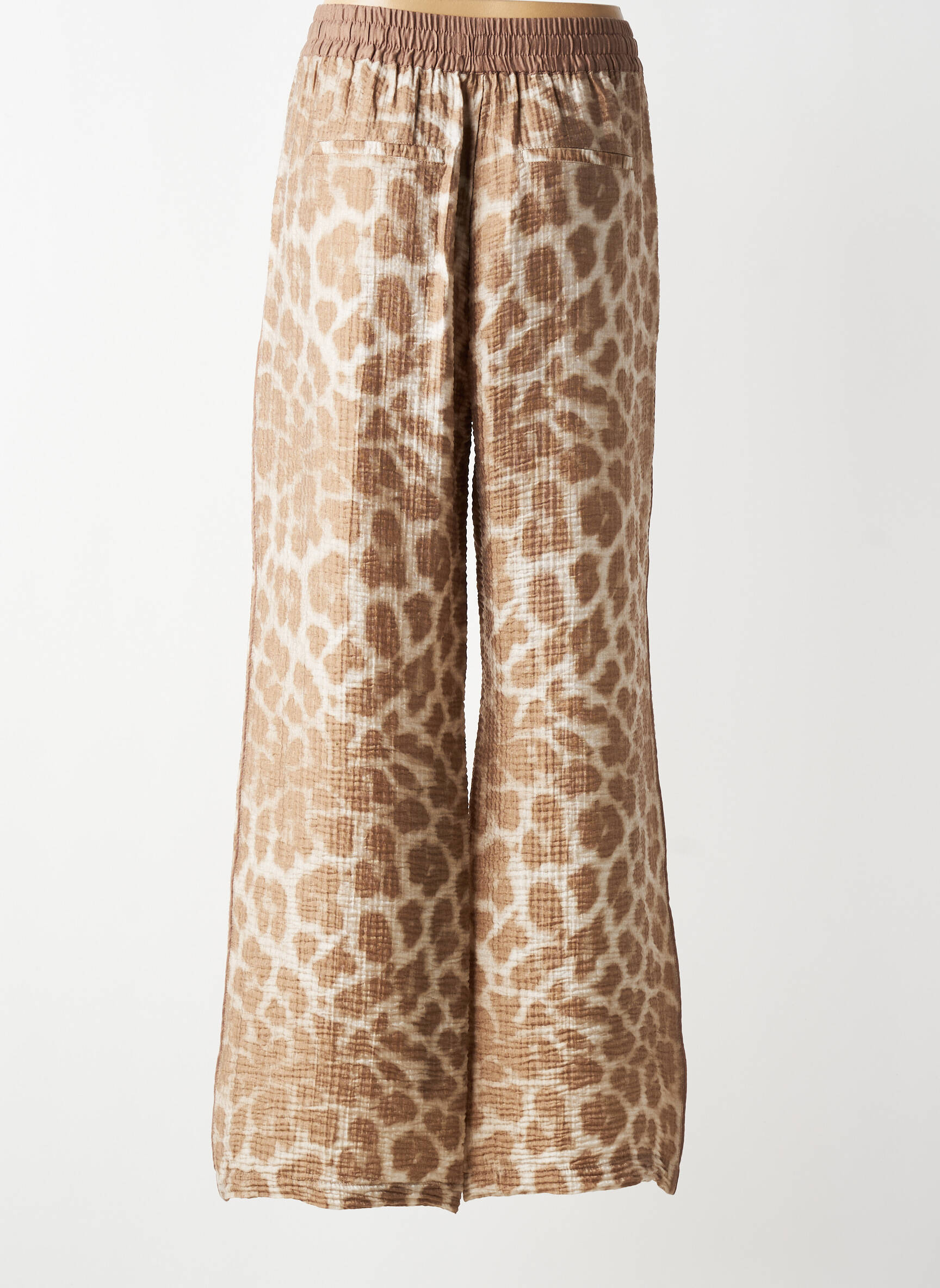 Pantalon large tissage crêpe taille normale marron YAYA femme