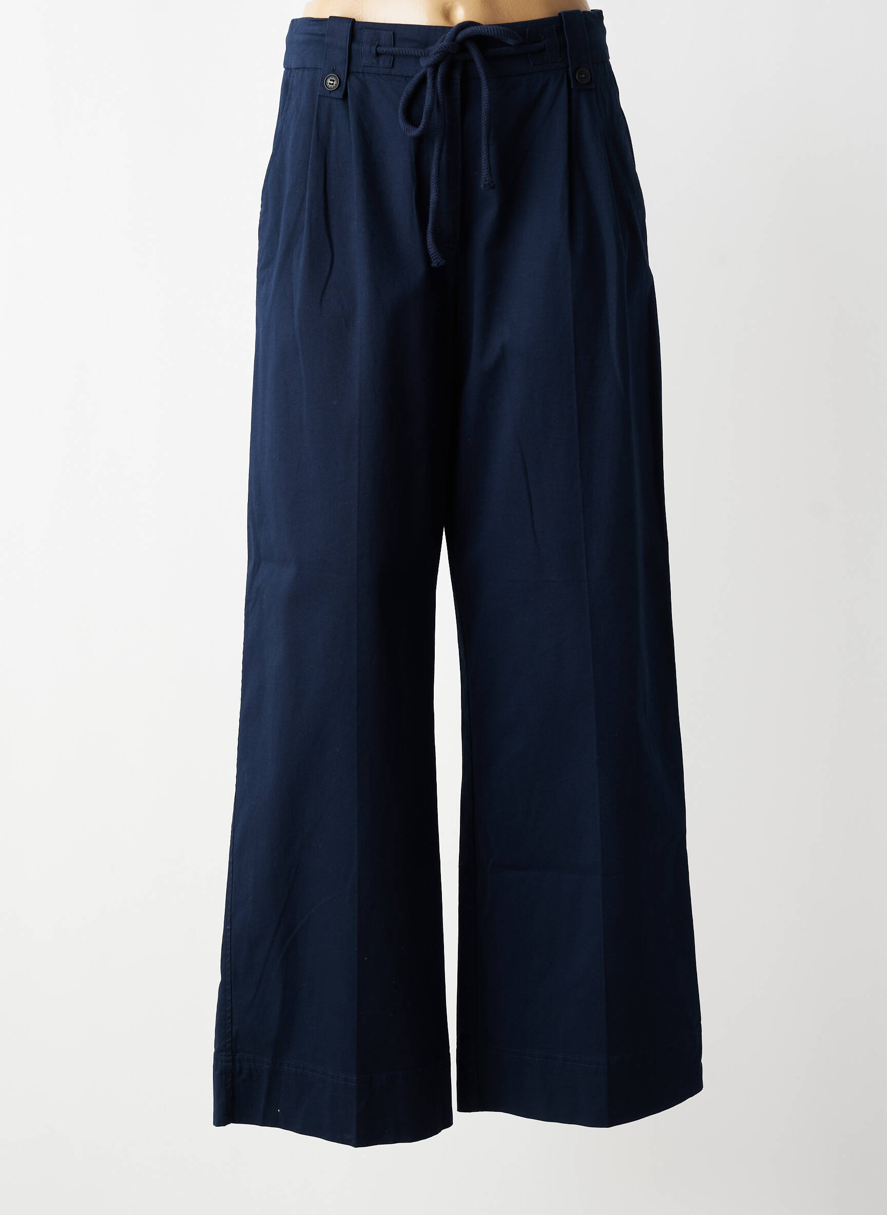 Pantalon large tissage popeline taille normale bleu YAYA femme