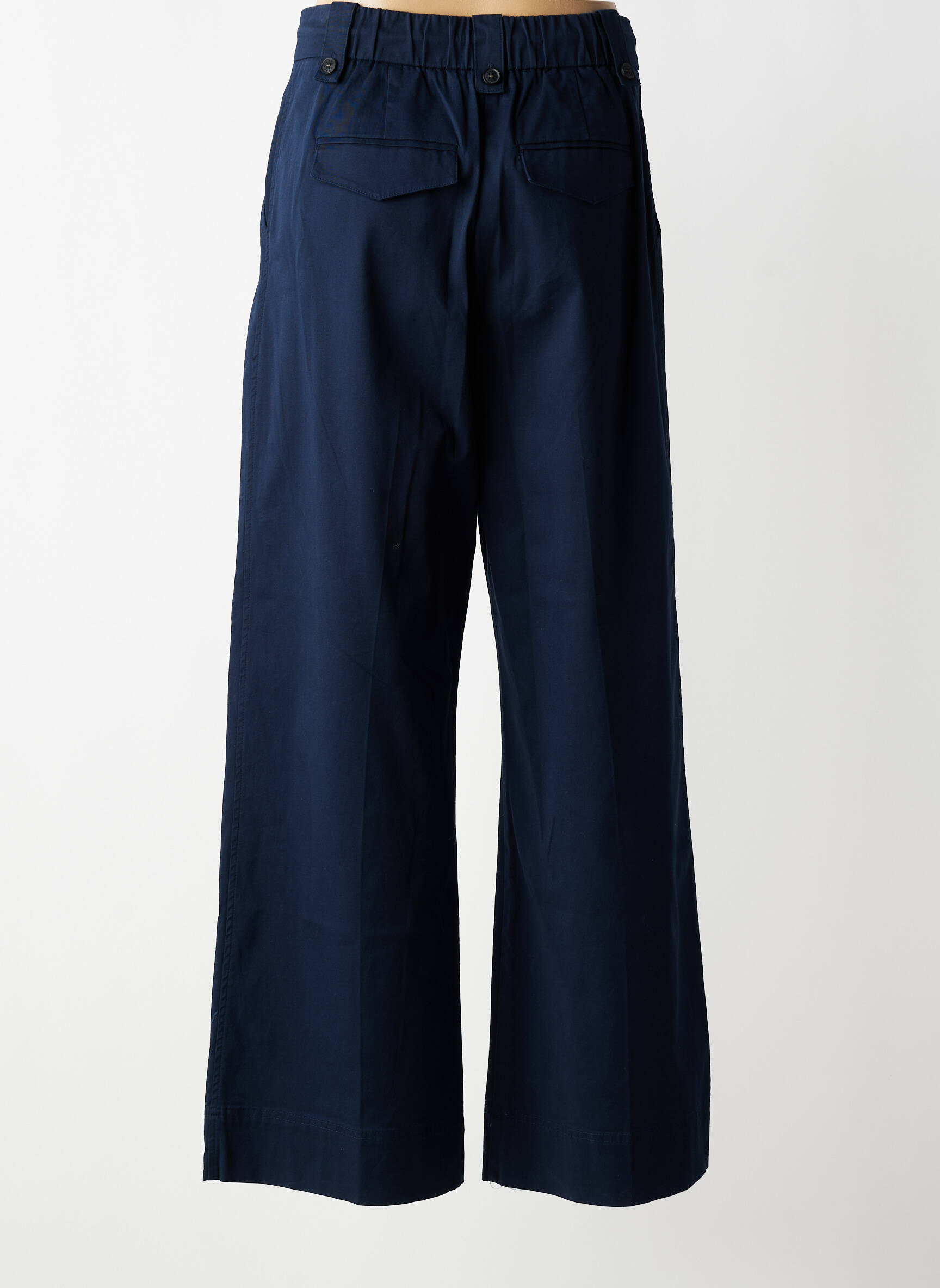 Pantalon large tissage popeline taille normale bleu YAYA femme