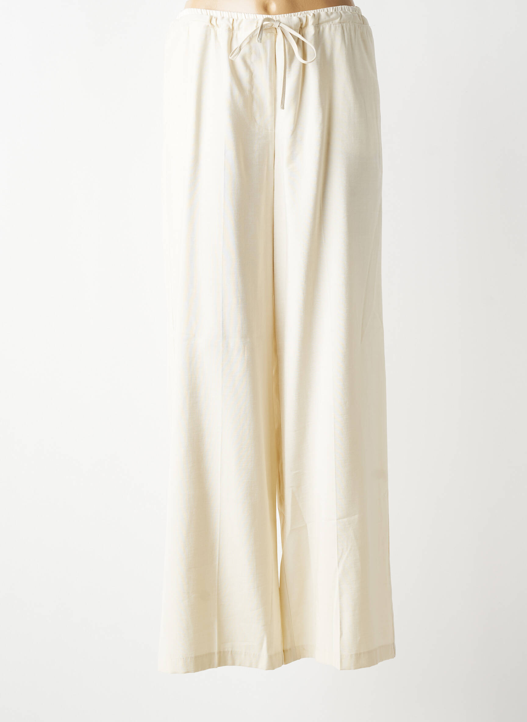 Pantalon large tissage crêpe taille normale beige YAYA femme