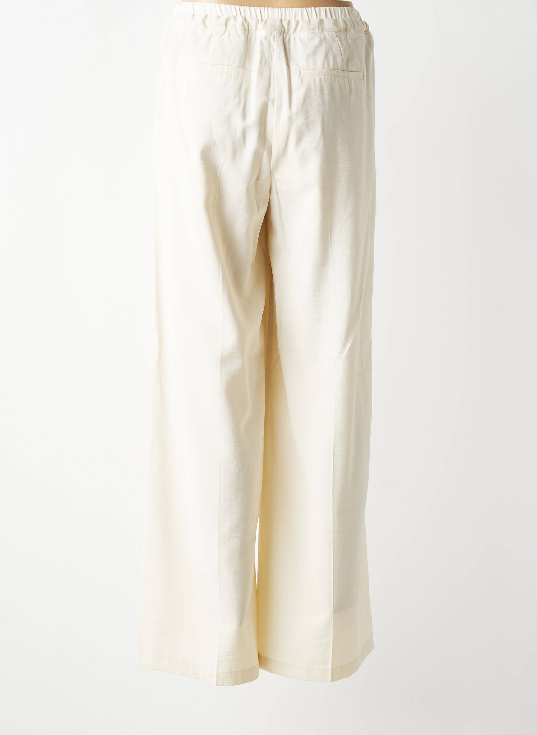 Pantalon large tissage crêpe taille normale beige YAYA femme
