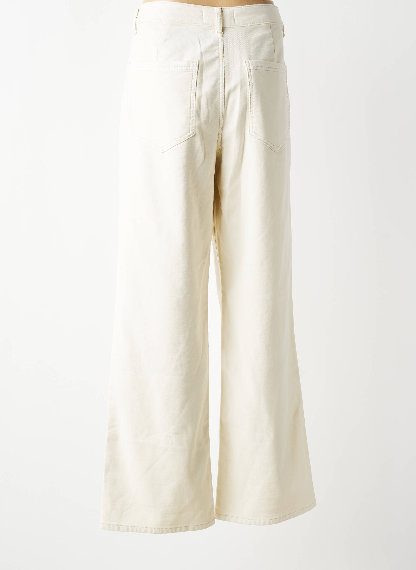 Pantalon large fermeture zippée sous rabat boutonné taille normale beige YAYA femme