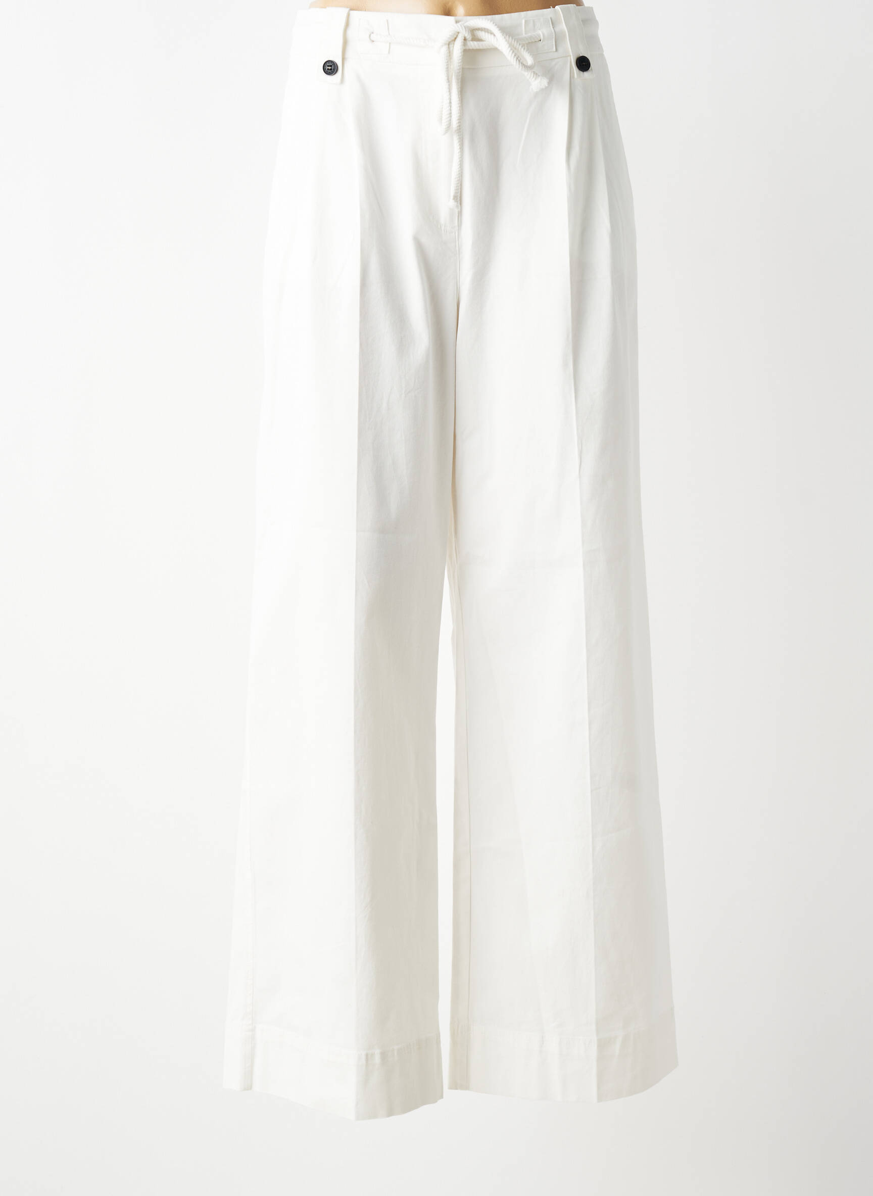 Pantalon large tissage popeline taille normale blanc YAYA femme