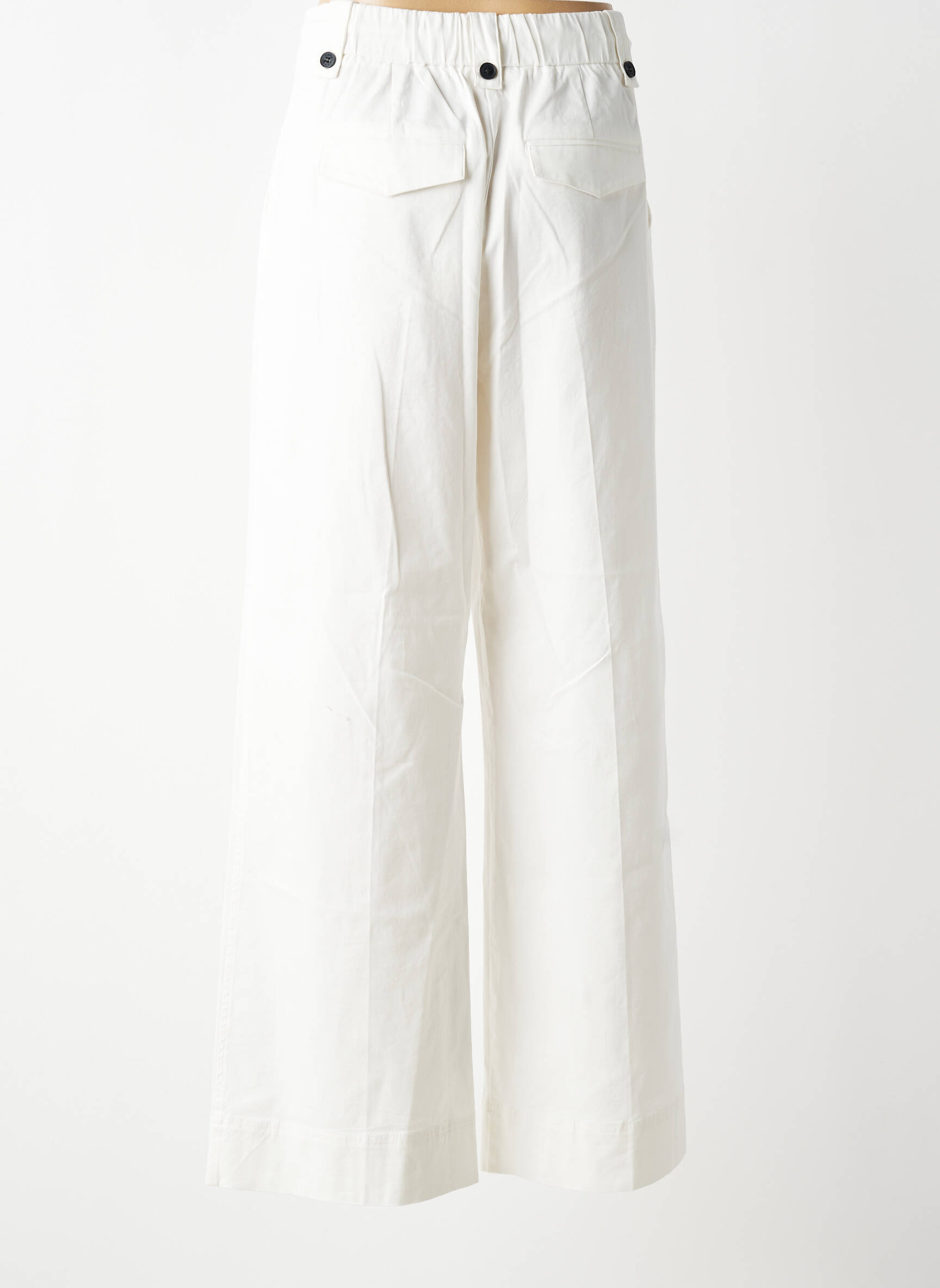 Pantalon large tissage popeline taille normale blanc YAYA femme