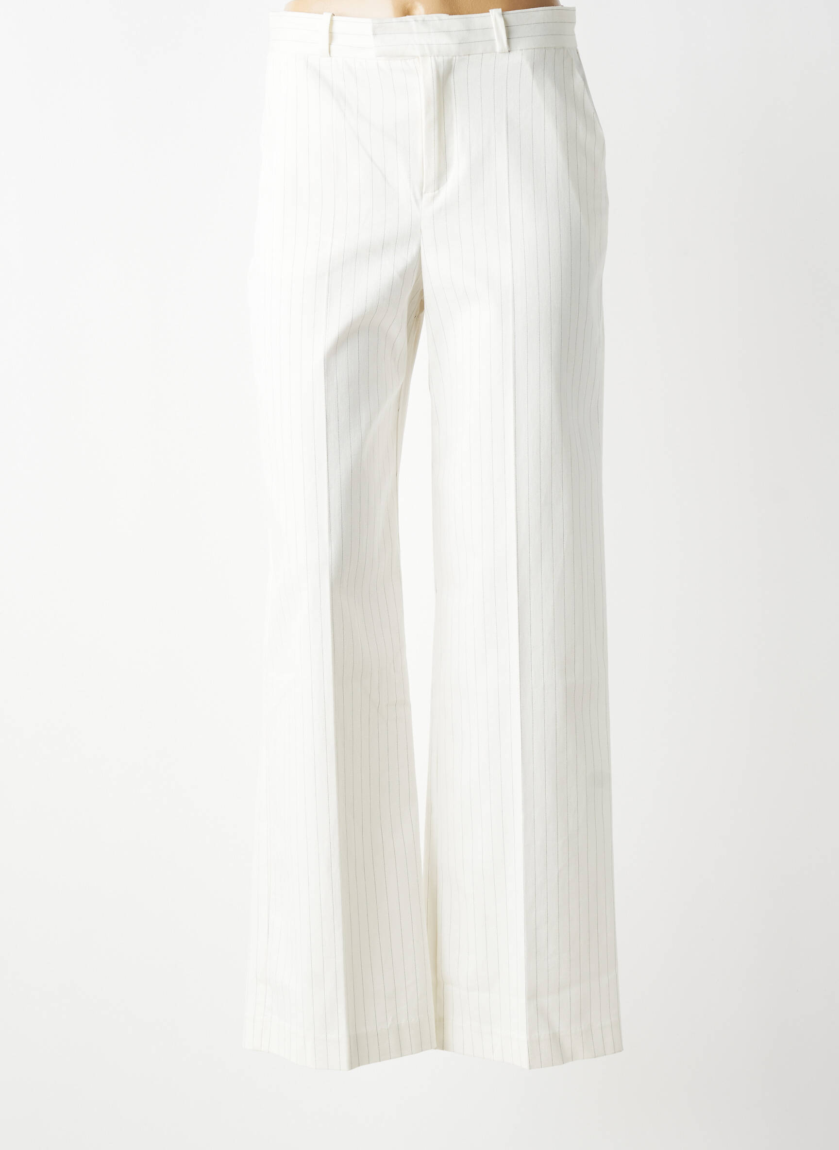 Pantalon droit taille à pinces taille haute blanc IKKS femme