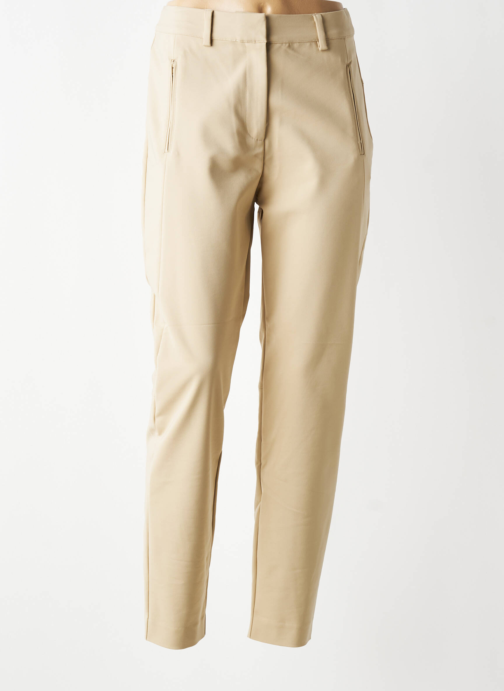 Pantalon chino tissage popeline taille normale beige YAYA femme