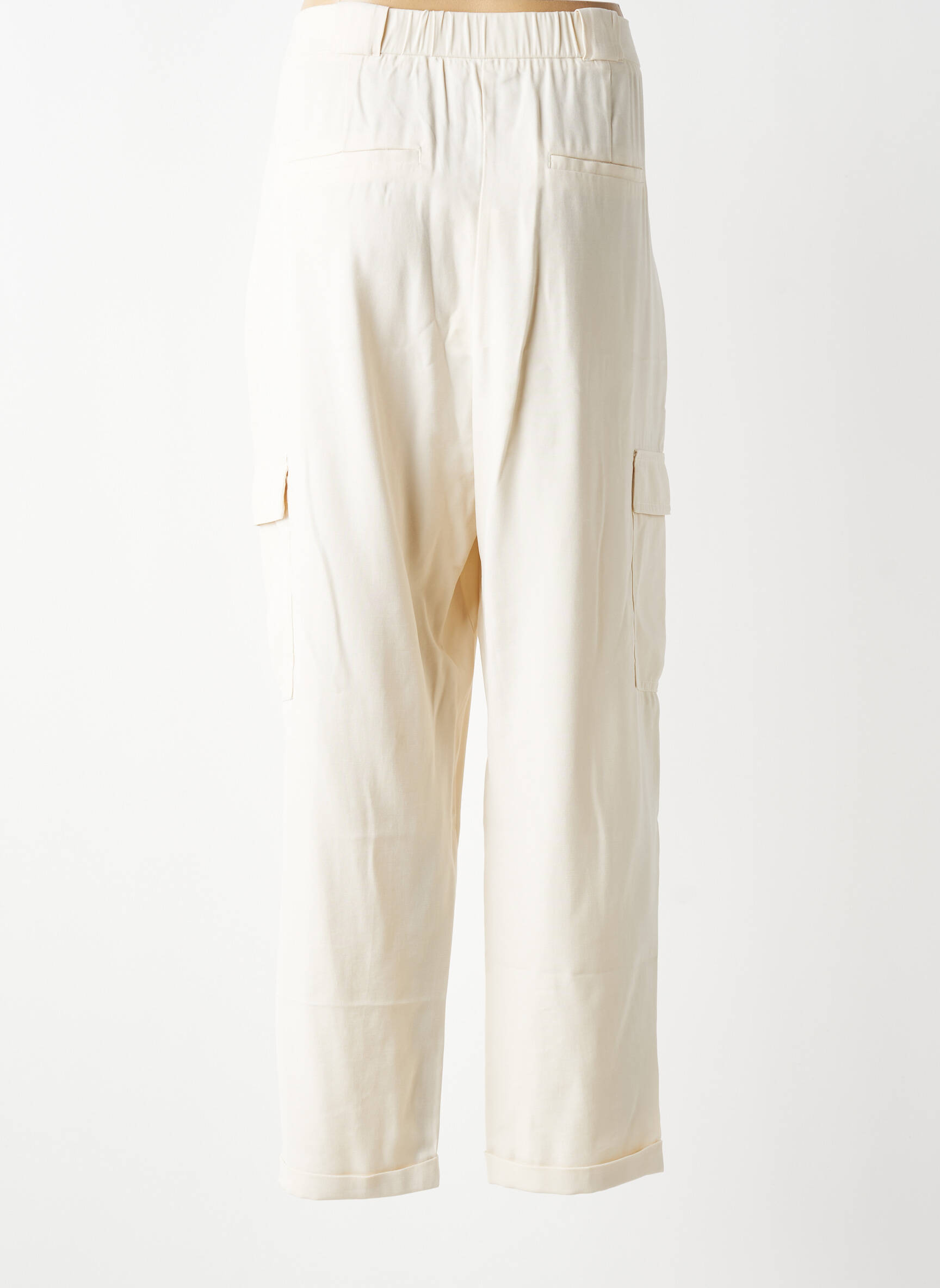 Pantalon cargo taille élastique taille normale beige YAYA femme