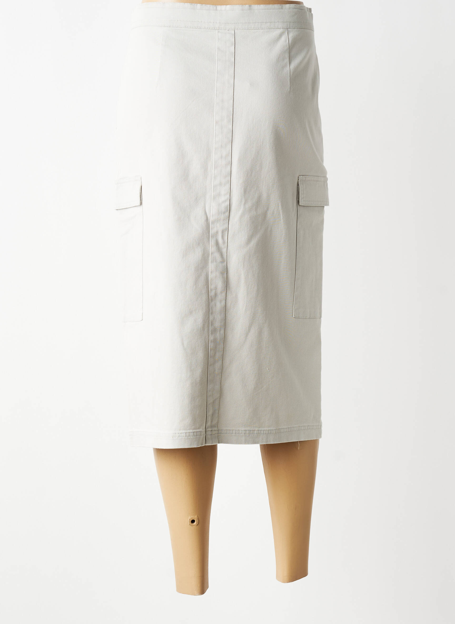 Jupe mi-longue taille à pinces gris YAYA femme