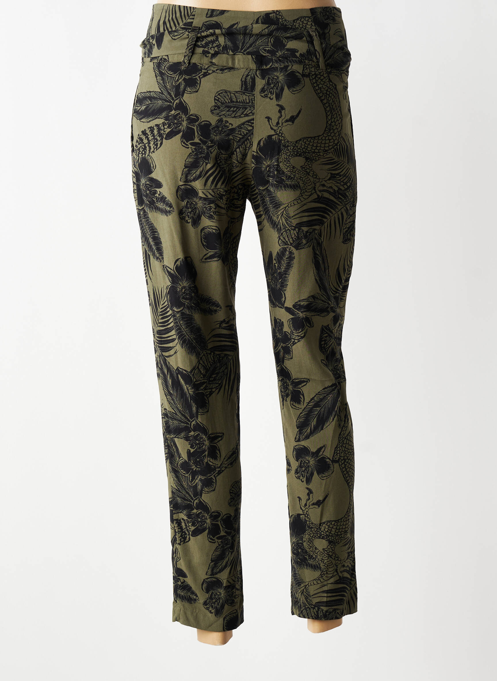 Pantalon 7/8 taille haute taille haute vert IKKS femme
