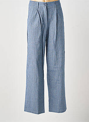 Pantalon large fermeture zippée sous rabat boutonné taille haute bleu ADORE femme