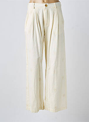 Pantalon large tissage crêpe taille haute beige MAISON HOTEL femme