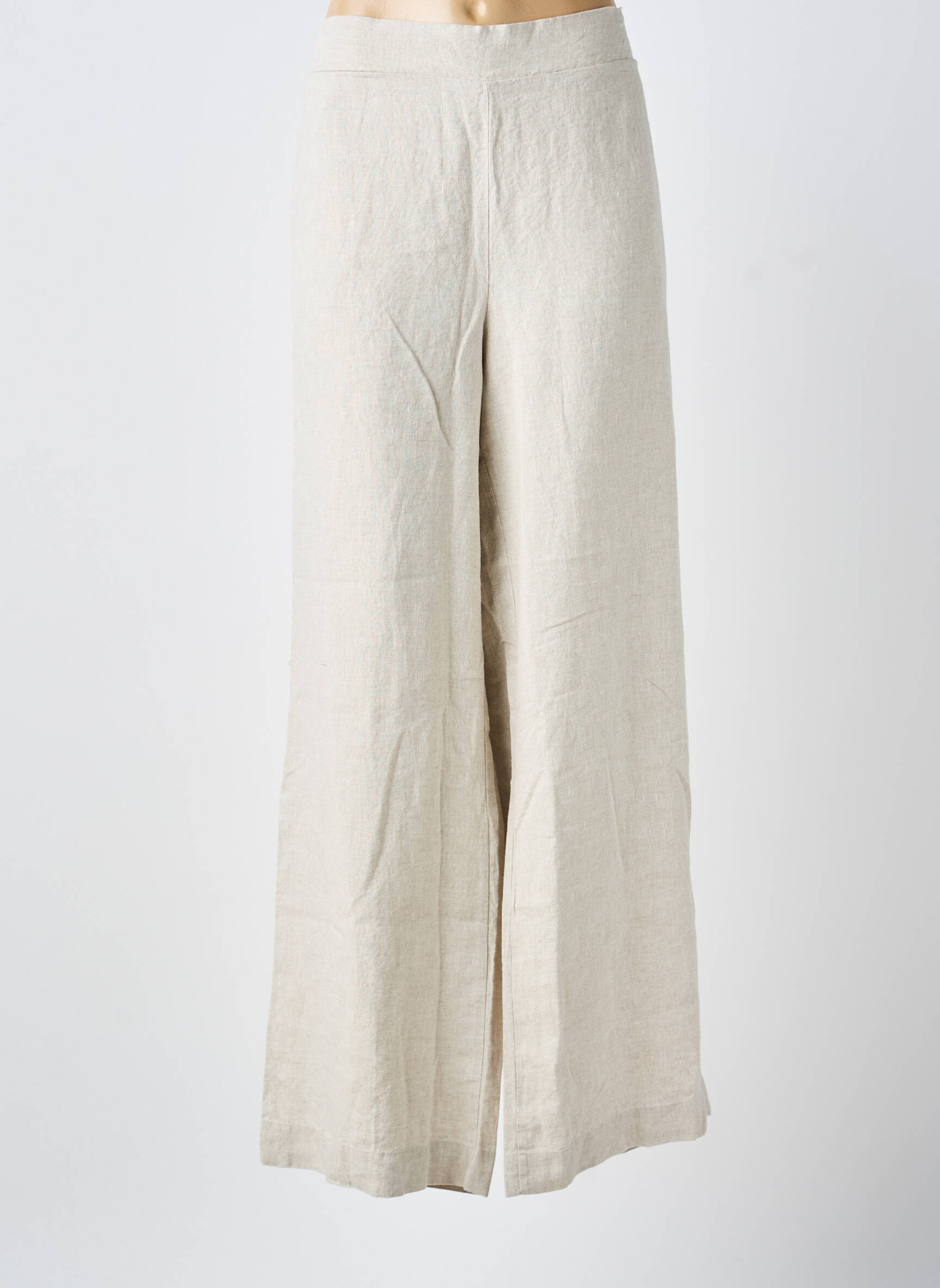Pantalon large tissage crêpe taille normale beige DOLCEZZA femme