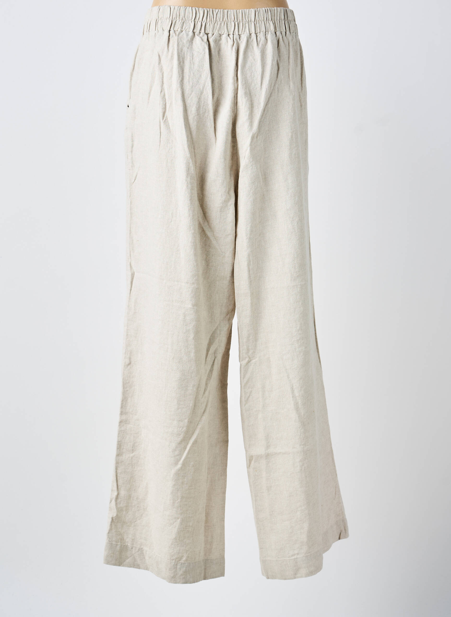 Pantalon large tissage crêpe taille normale beige DOLCEZZA femme