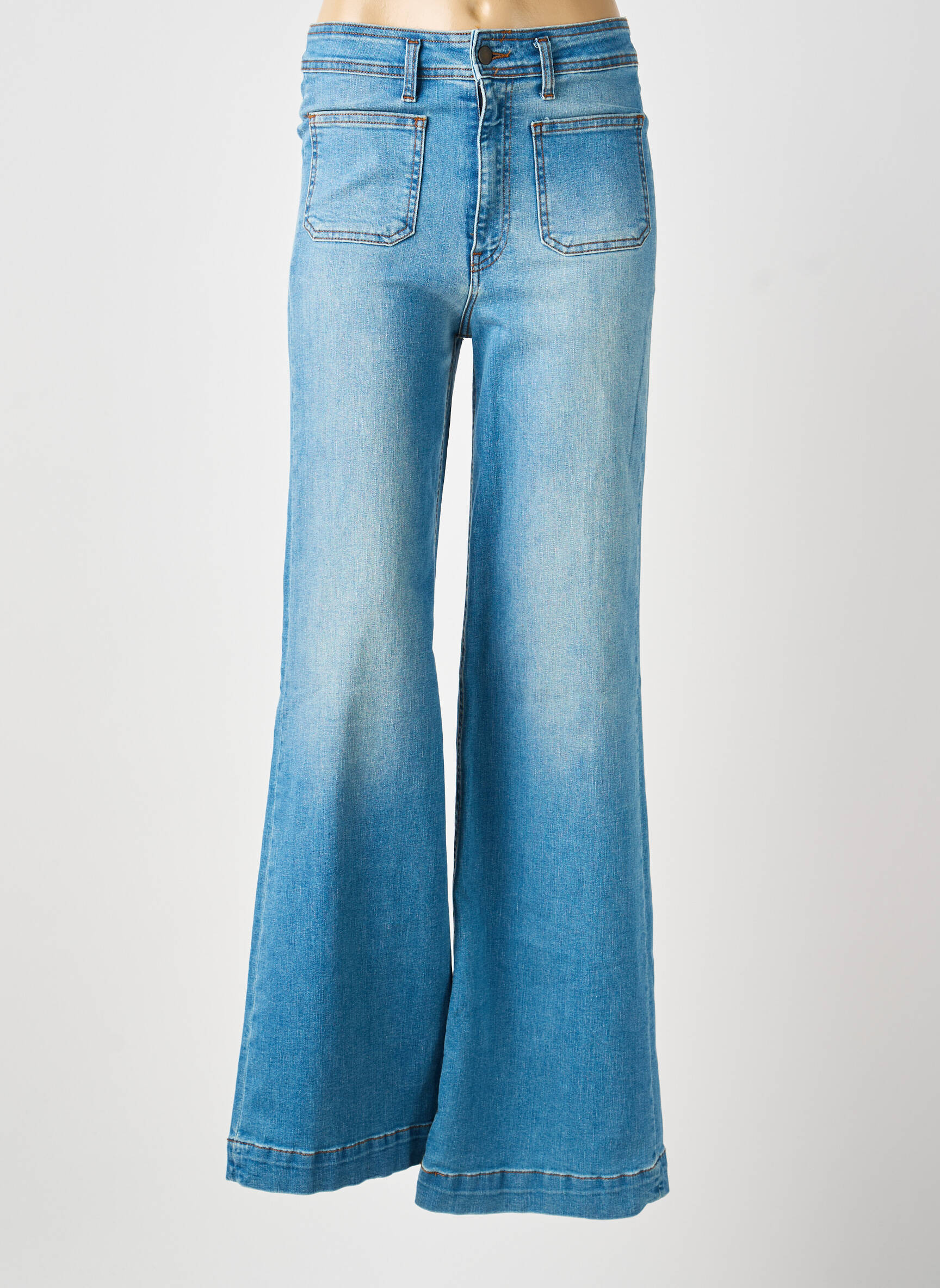 Jean coupe flare stretch taille haute bleu MAISON HOTEL femme