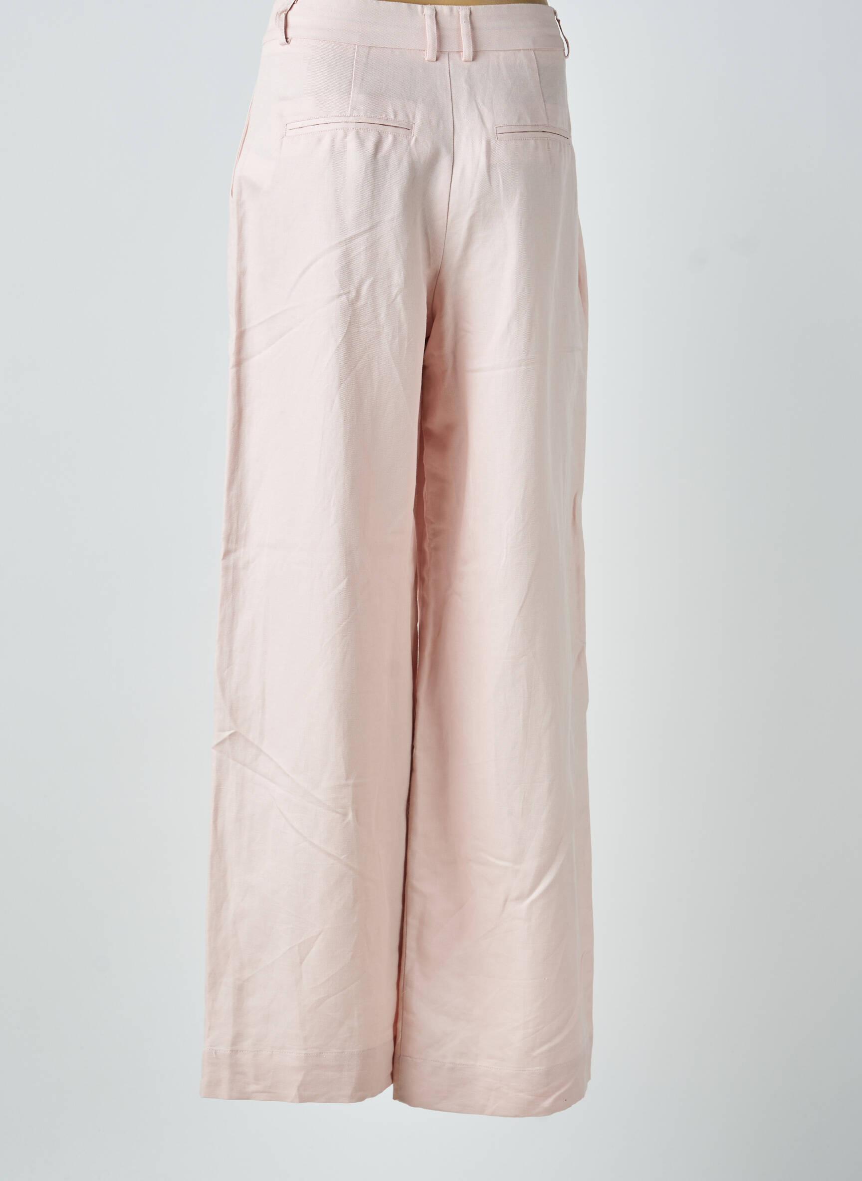 Pantalon large fermeture zippée sous rabat boutonné taille haute rose YERSE femme