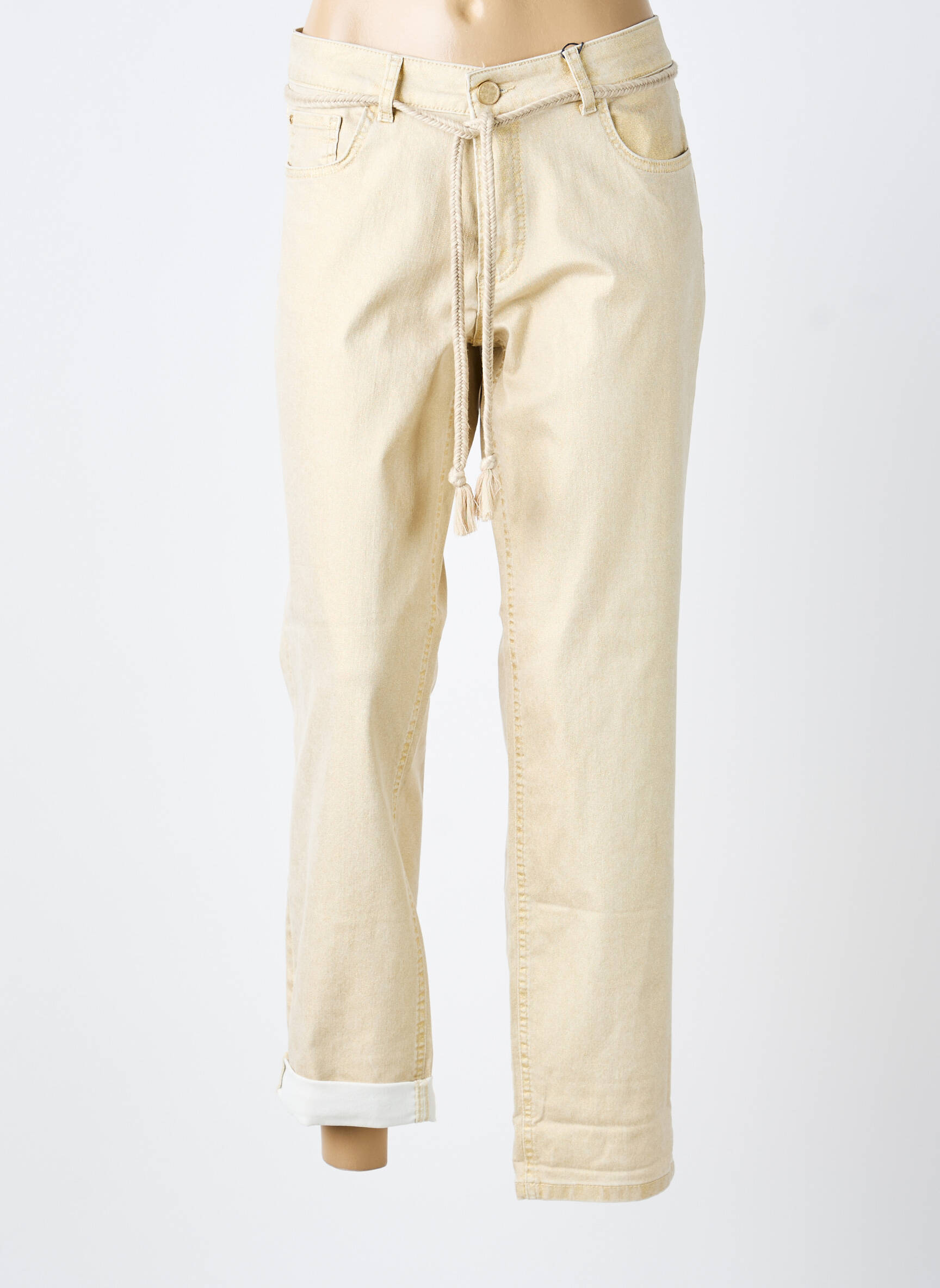 Jeans coupe droite stretch taille normale or PARA MI femme