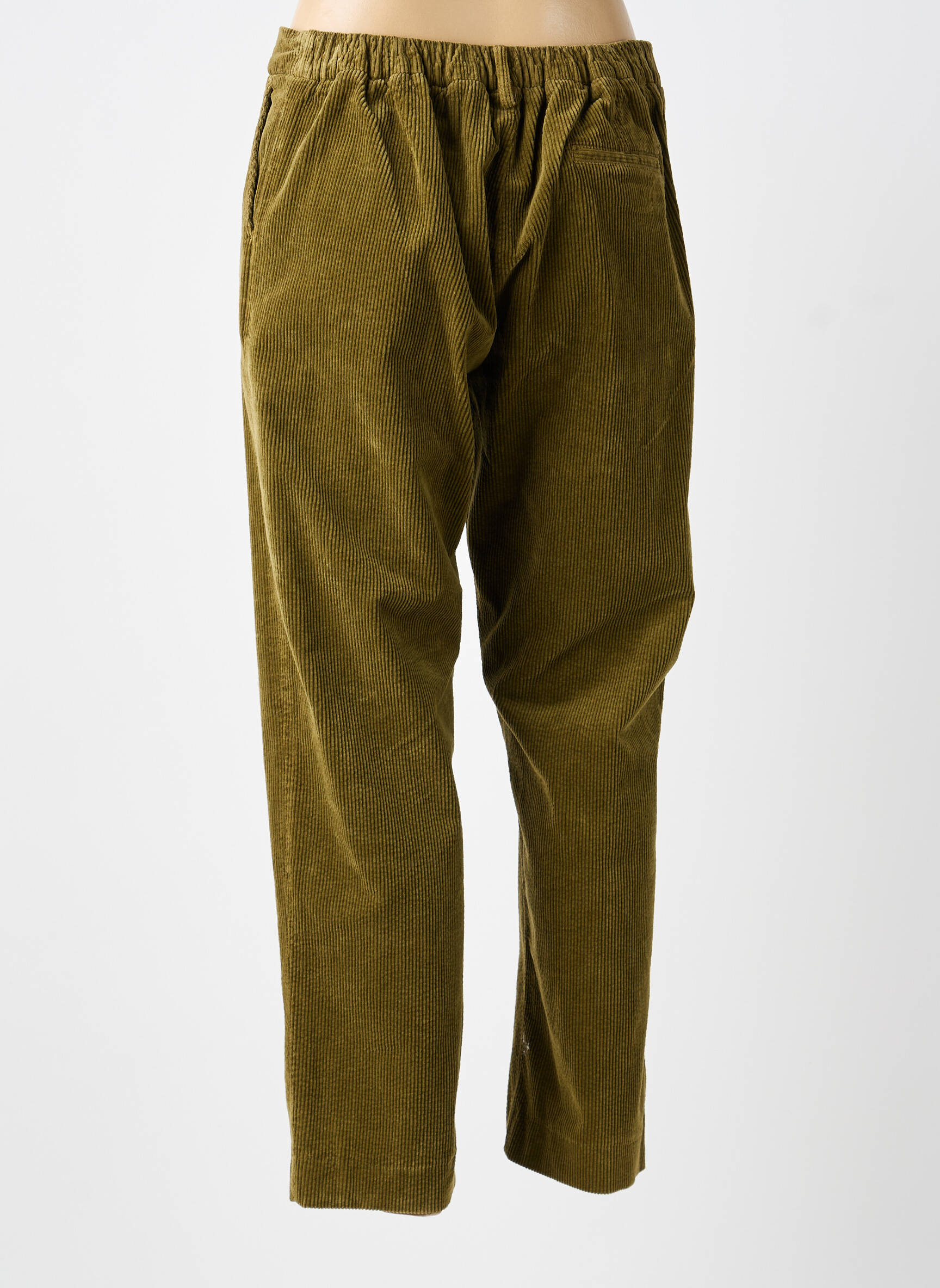 Pantalon chino fermeture zippée sous rabat boutonné taille normale vert HOD femme