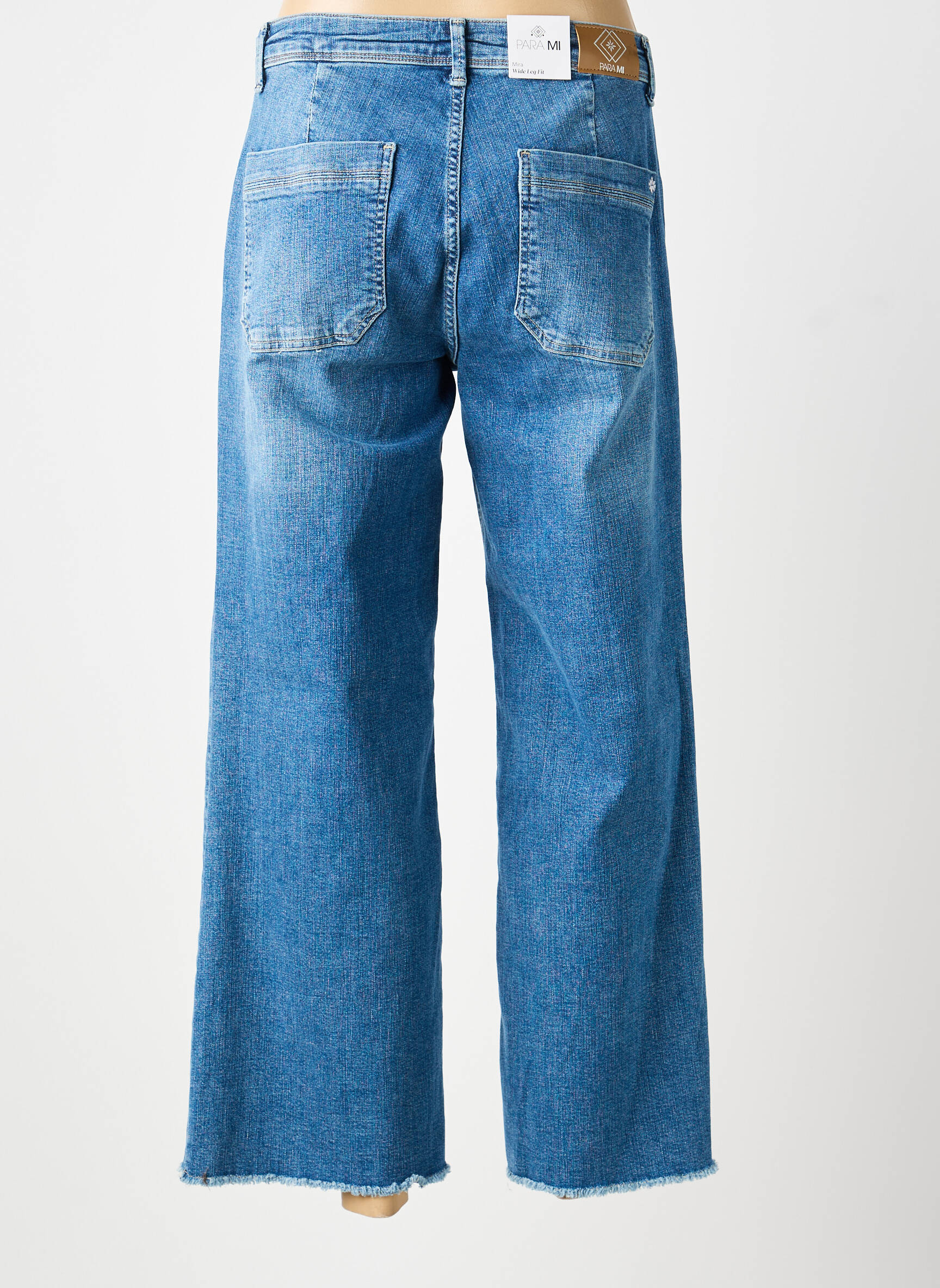 Jeans coupe large effet usé délavé taille haute bleu PARA MI femme