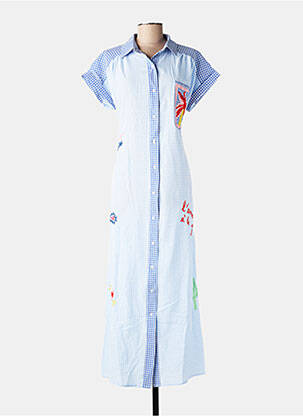 Robe longue manches courtes manches courtes bleu INSPIRATION STUDIO femme
