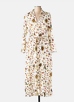 Robe longue manches longues manches longues beige HOD femme