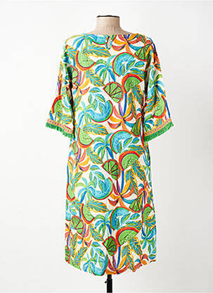 Robe mi-longue manches 3/4 manches 3/4 vert ORIENTIQUE NATURALLY femme