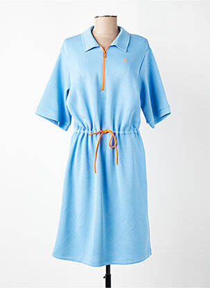 Robe mi-longue manches courtes manches courtes bleu K-DESIGN femme