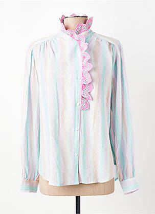 Chemisier tissage crêpe manches longues bleu ADORE femme