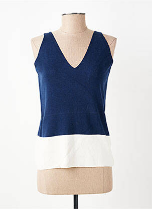 Pull coupe cintrée sans manche bleu ESTHEME femme