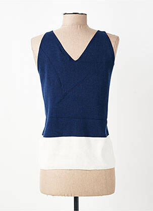 Pull coupe cintrée sans manche bleu ESTHEME femme