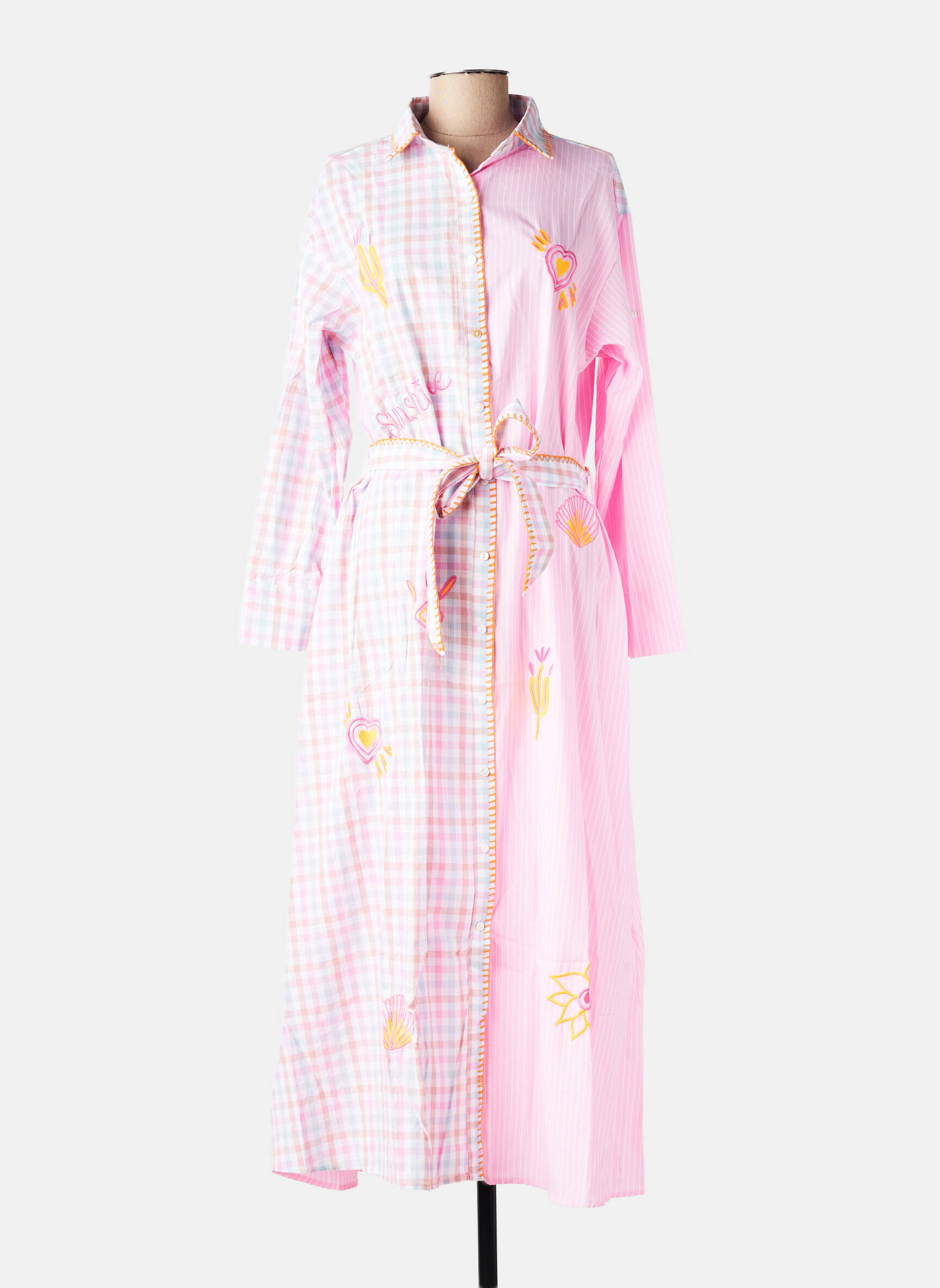 Robe longue manches longues manches longues rose INSPIRATION STUDIO femme