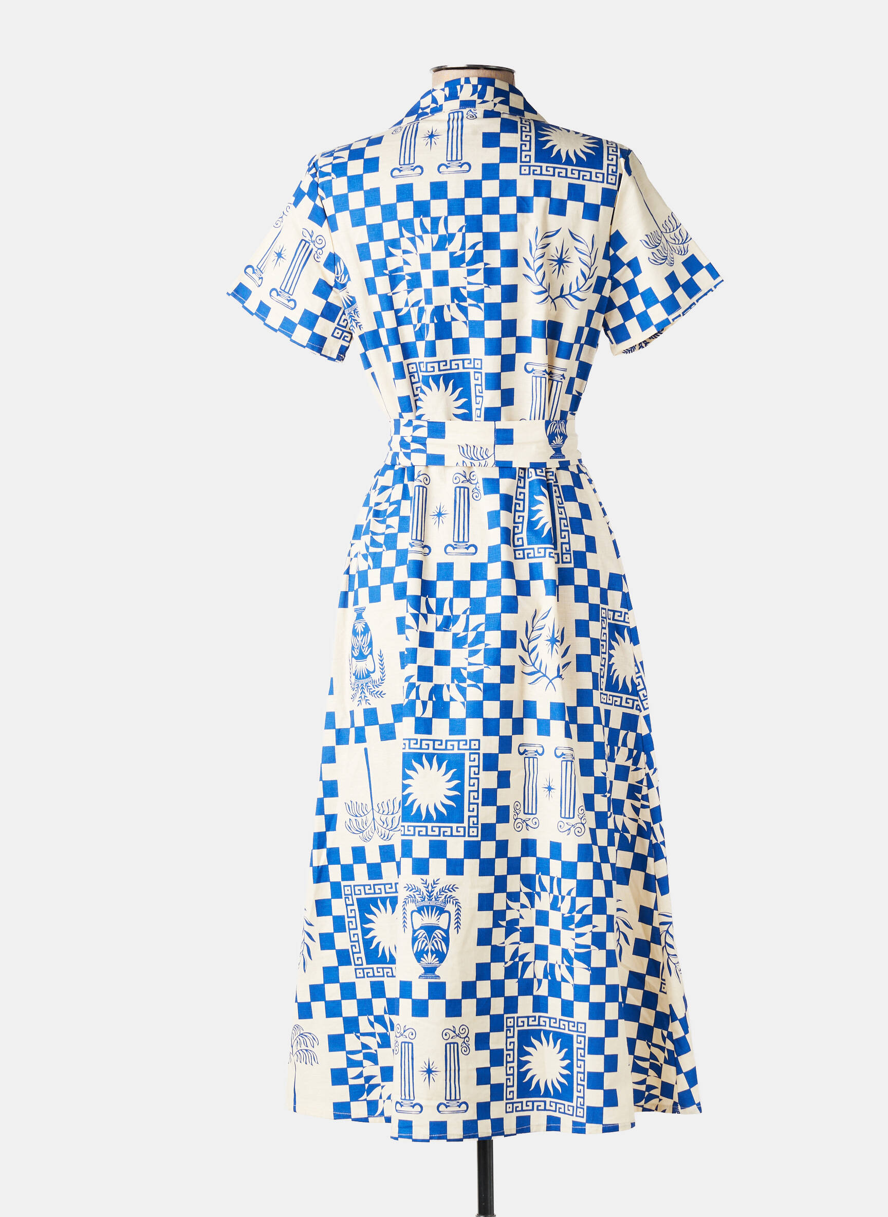 Robe longue imprimé fantaisie manches courtes bleu LEO & UGO femme