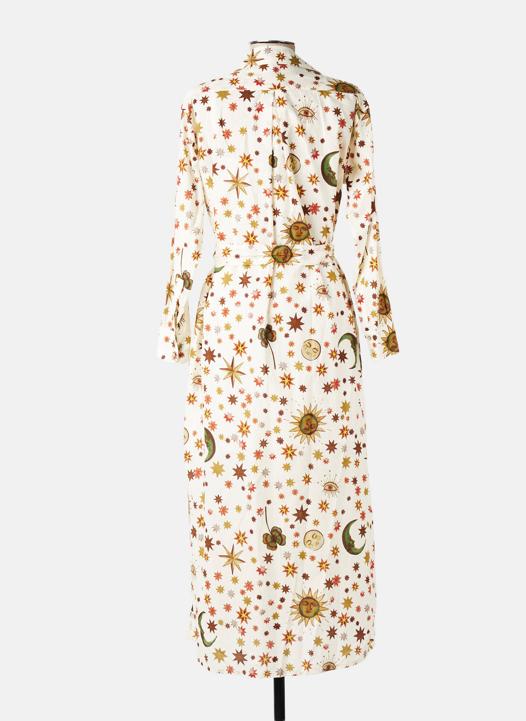 Robe longue manches longues manches longues beige HOD femme