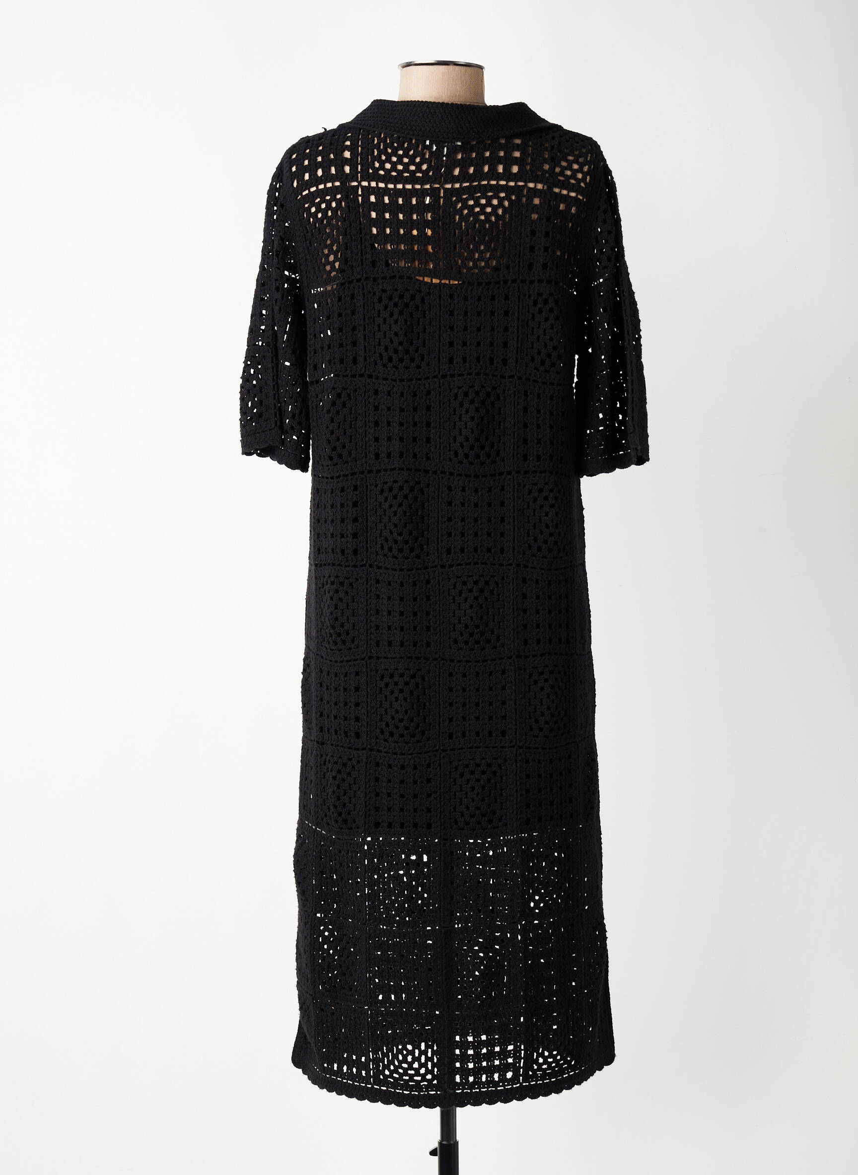 Robe longue manches courtes manches courtes noir YERSE femme