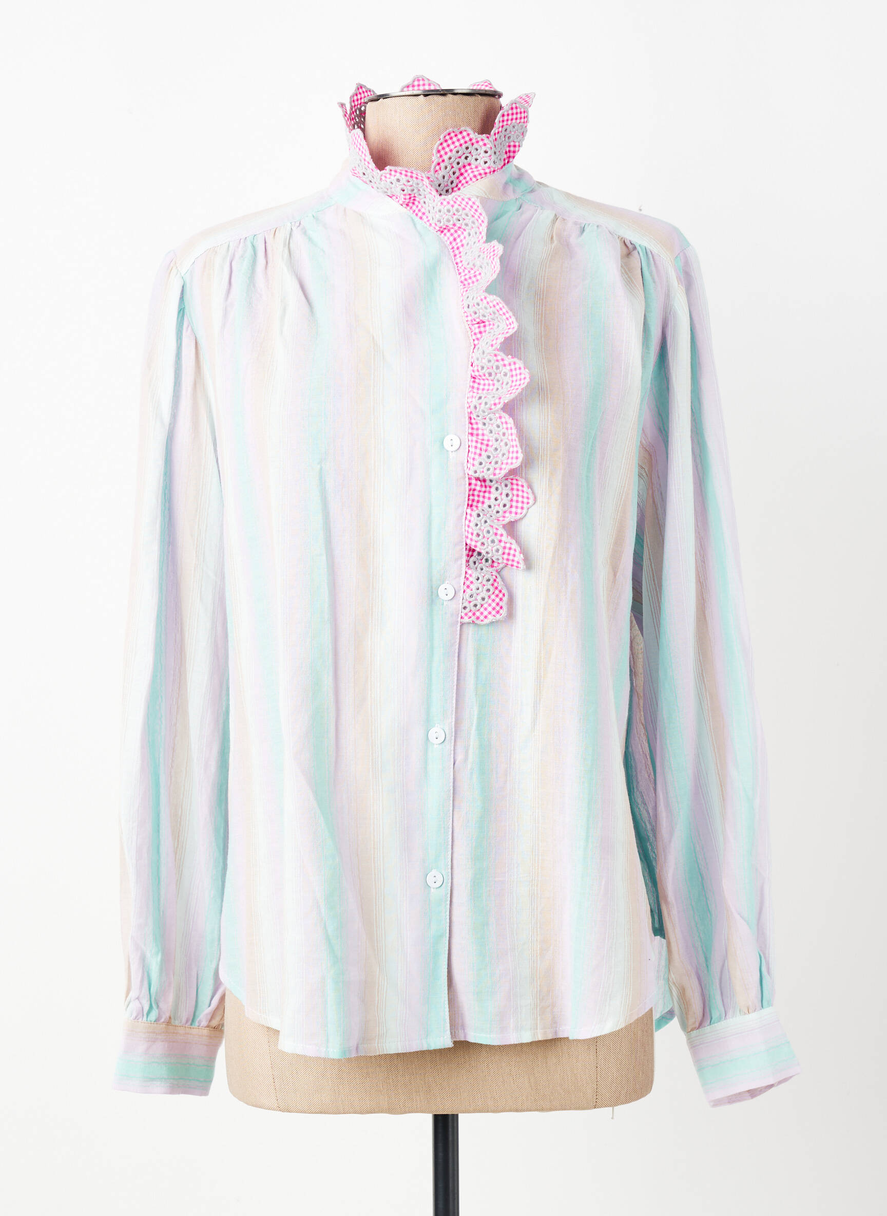 Chemisier tissage crêpe manches longues bleu ADORE femme