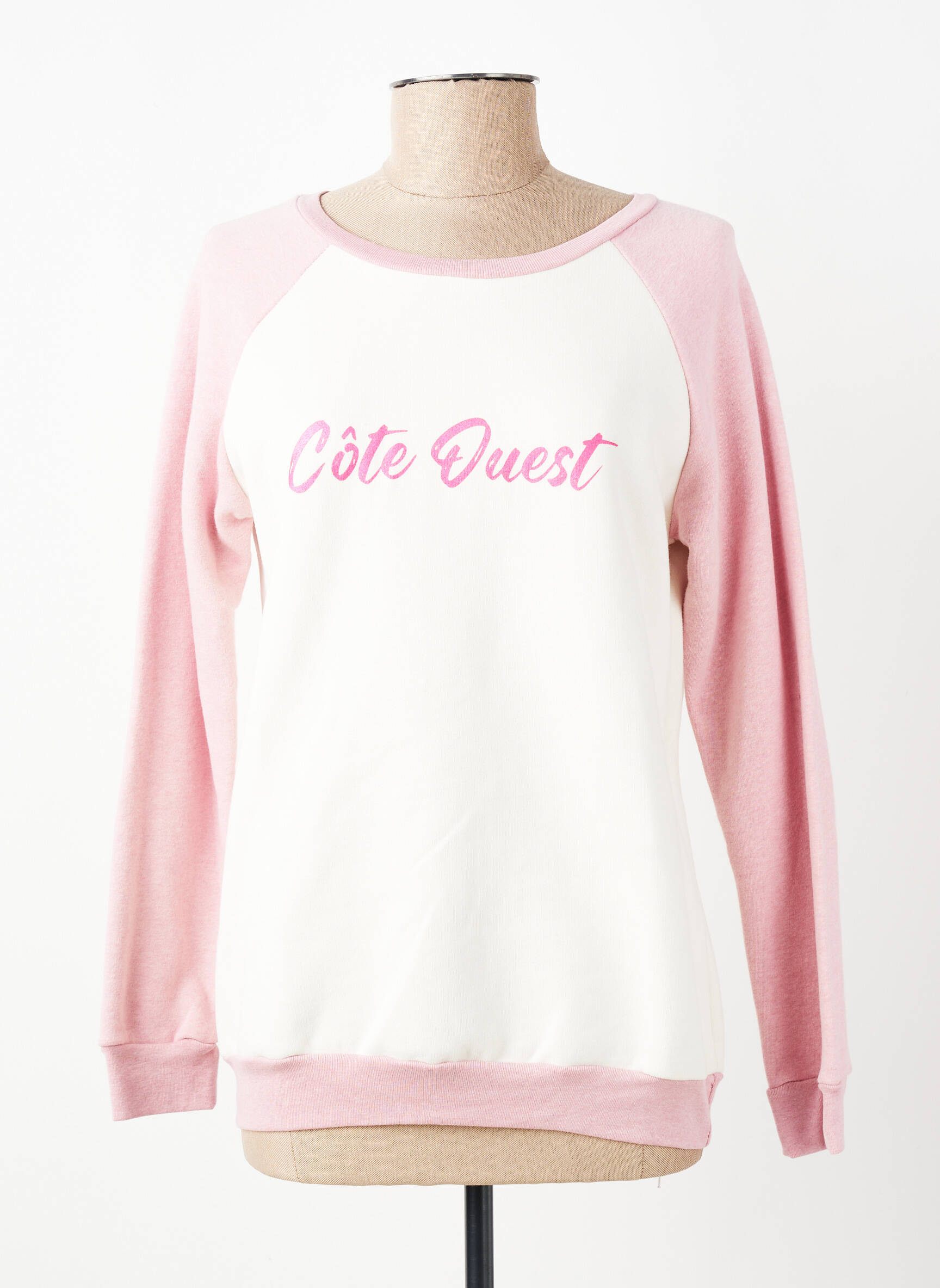 Pull resserrée sur le bas manches longues rose LOVE BY MD femme