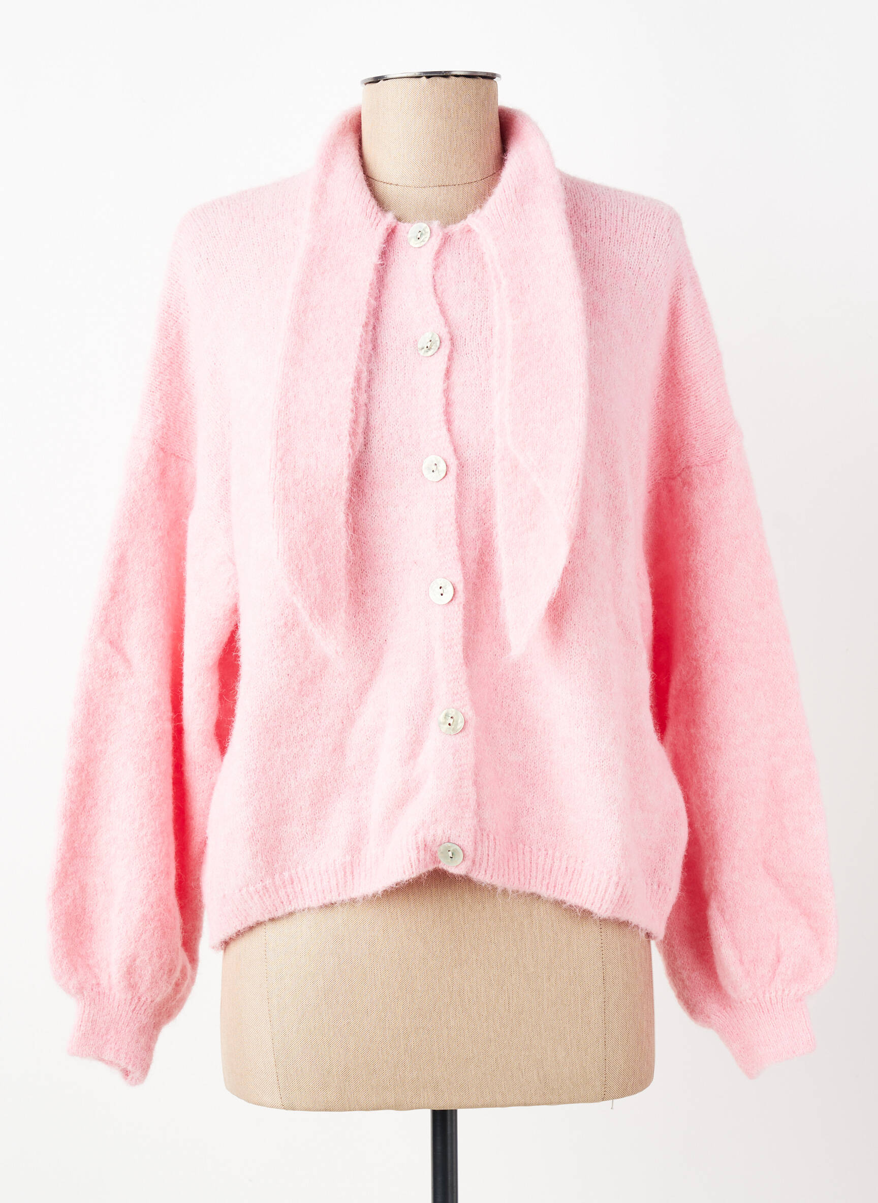 Gilet manches longues col rond rose LUK AP femme