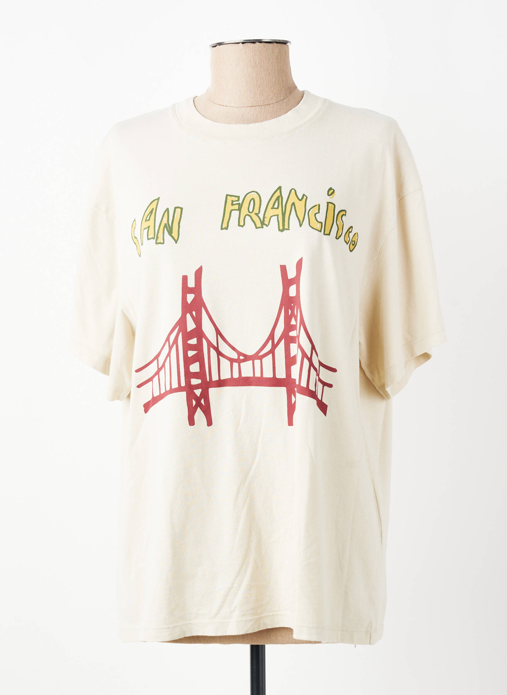 T-shirt imprimé fantaisie manches courtes beige HOD femme