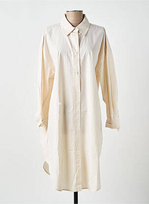 Robe mi-longue manches longues manches longues beige YAYA femme